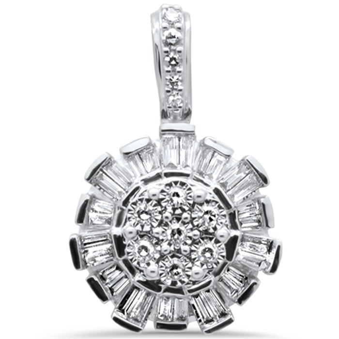 DIAMOND CLOSEOUT! .26ct G SI 14K White Gold Diamond Round & Baguette Pendant