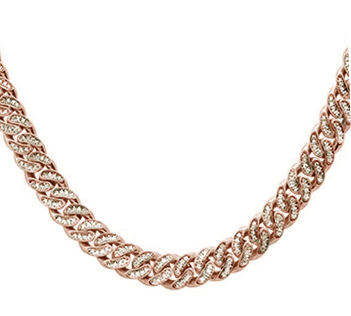 SPECIAL! 4mm 2.19ct G SI 14k Rose Gold Diamond Round Cuban Necklace 22"