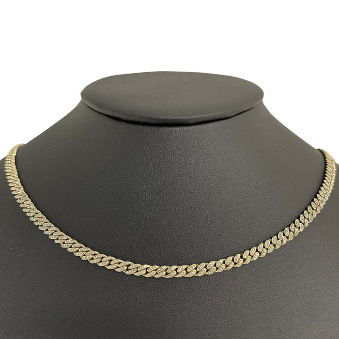 DIAMOND CLOSEOUT! 4mm 2.18ct G SI1 14k Yellow Gold Diamond Round Cuban Necklace 22"