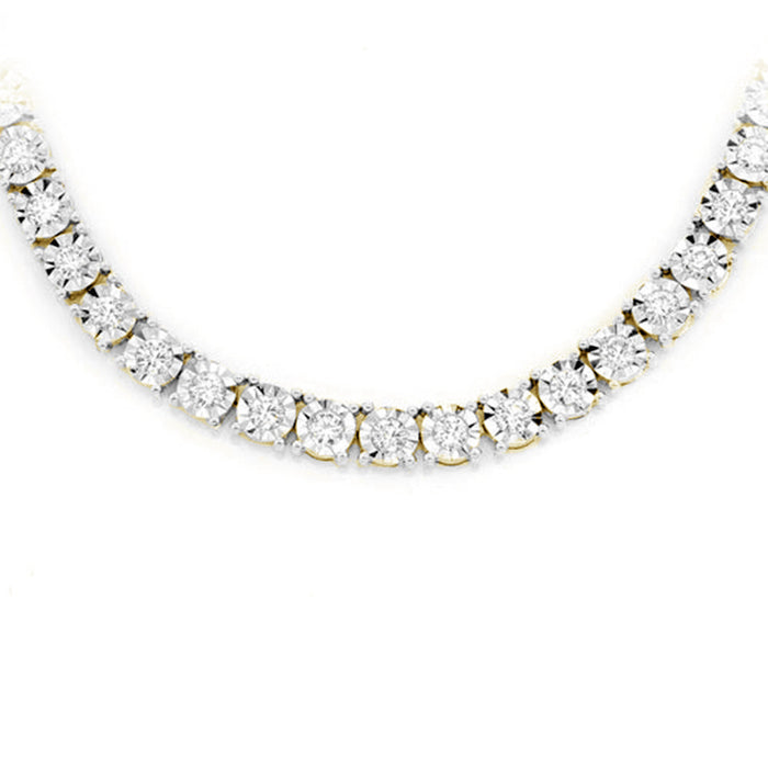 DIAMOND CLOSEOUT! 8.35ct G SI 10K Yellow Gold Tennis Miracle Illusion Necklace 22"