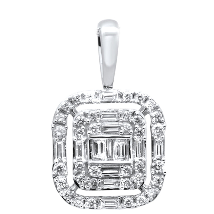 DIAMOND CLOSEOUT! .33ct G SI 14K White Gold Round & Baguette Diamond Pendant