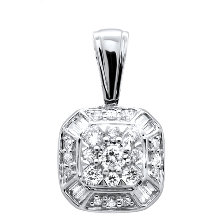 DIAMOND CLOSEOUT! .25ct G SI 14K White Gold Round & Baguette Diamond Pendant