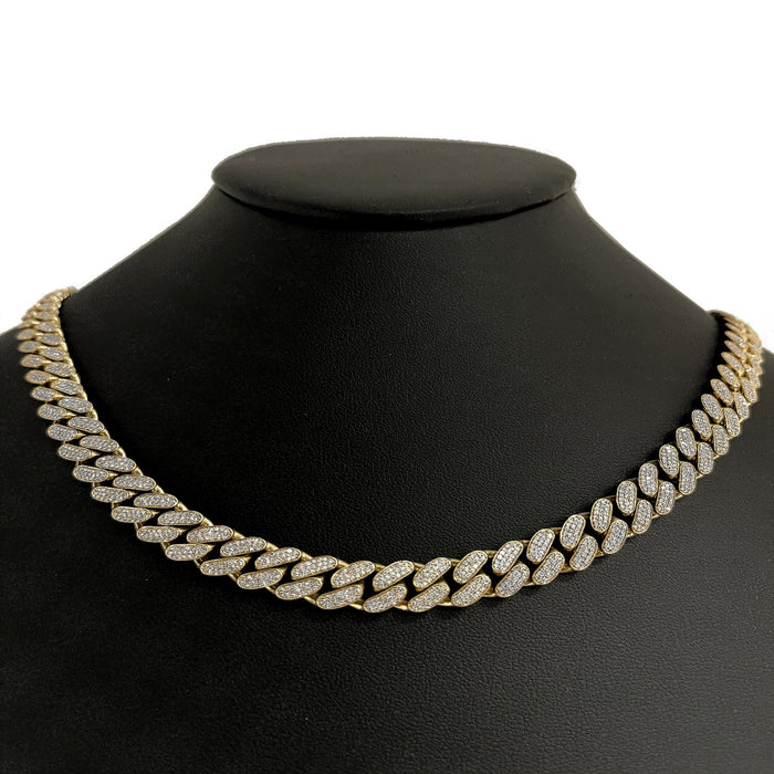 SPECIAL! 9MM 9.21ct 10KT Yellow Gold Diamond Micro Pave Miami Round Cuban Link Necklace 22" Long