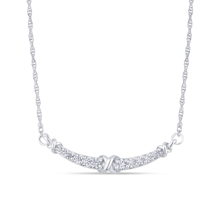 DIAMOND CLOSEOUT! .19ct G SI 14K White Gold Curve Diamond Pendant Necklace 18"