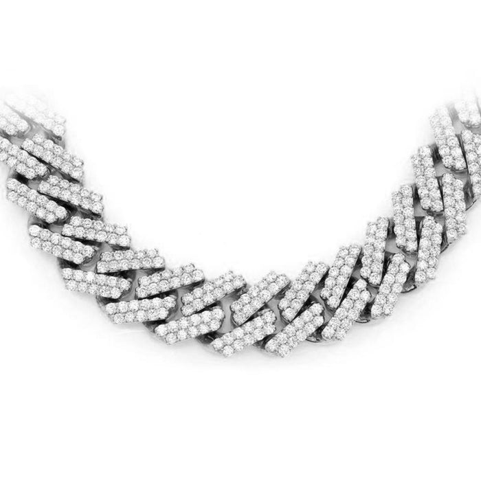 DIAMOND CLOSEOUT! 9MM 10.04ct 14KT White Gold Diamond Square Cuban Necklace 22"