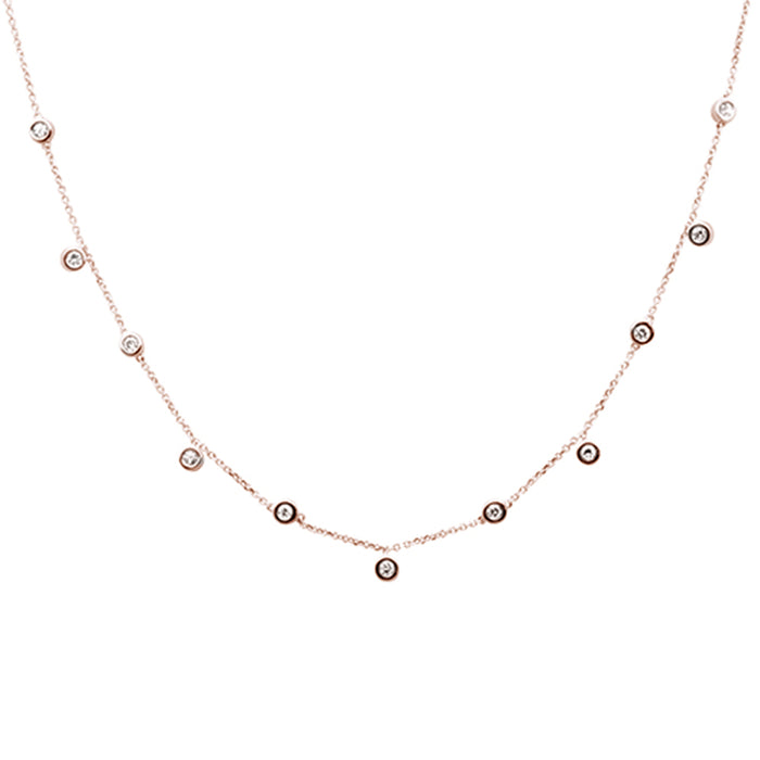 DIAMOND CLOSEOUT! .33ct G SI 14K Rose Gold Diamond by the Yard Necklace 18"