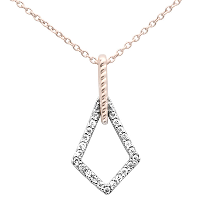 DIAMOND CLOSEOUT! .10ct G SI 14K Rose Gold Diamond Drop Necklace Pendant 18"