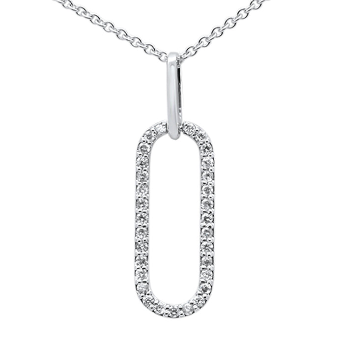 DIAMOND CLOSEOUT! .16ct G SI 14K White Gold Diamond Paperclip Pendant Necklace