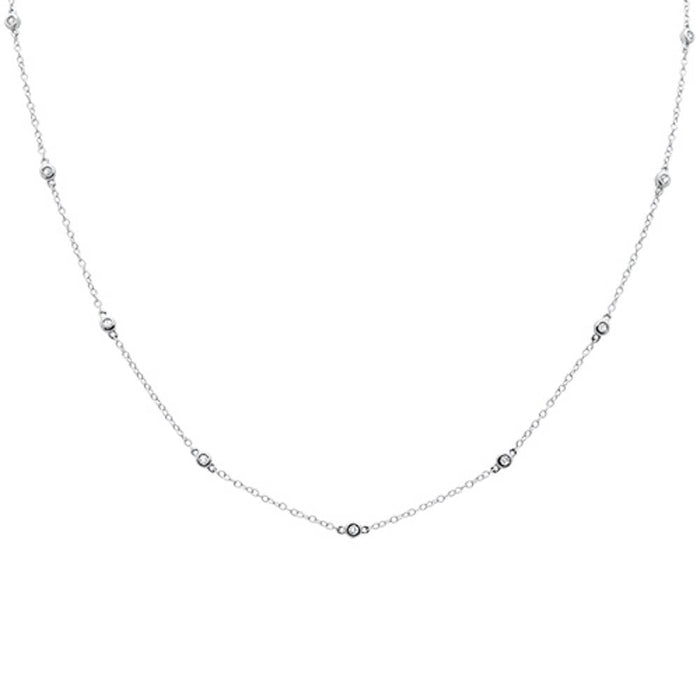 DIAMOND CLOSEOUT! .49ct 14k White Gold Diamond by The Yard Pendant Necklace 18" Long