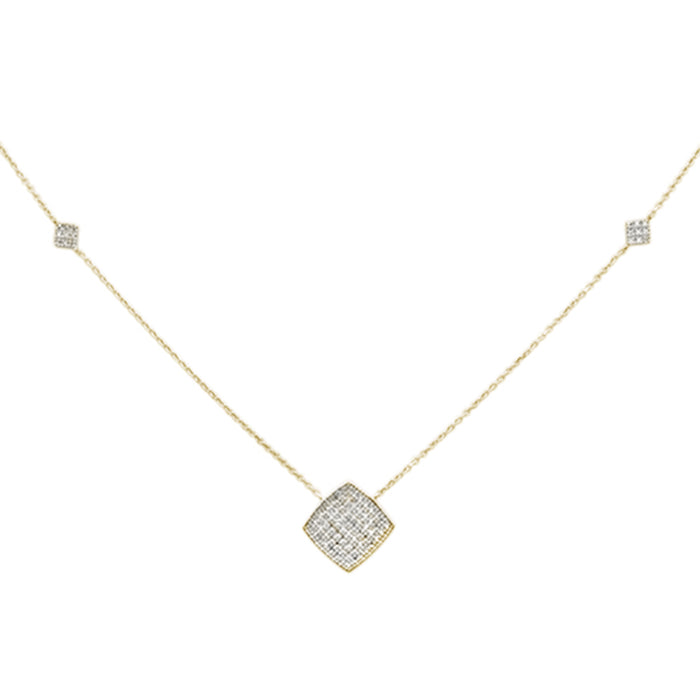 DIAMOND CLOSEOUT! .27ct G SI 14K Yellow Gold Diamond Geometric Shaped Pendant Necklace 18"