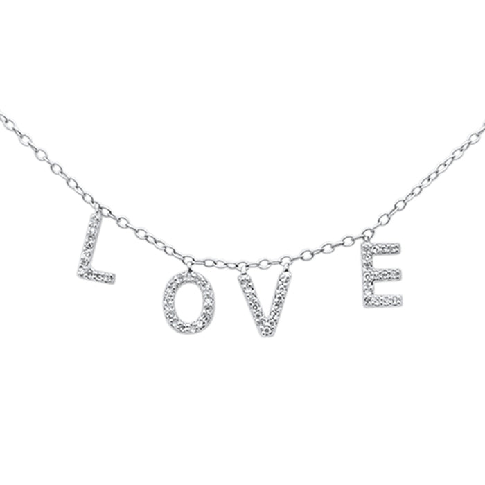 DIAMOND CLOSEOUT! .13ct G SI 14K White Gold Diamond Heart "Love" Script Letters Pendant Necklace 18" Long