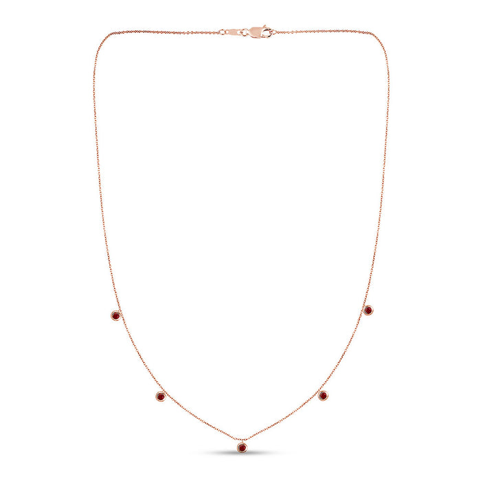 GEMSTONE CLOSEOUT! .32ct 14K Rose Gold Natural Ruby Gemstone Diamond by the Yard Pendant Necklace 18"