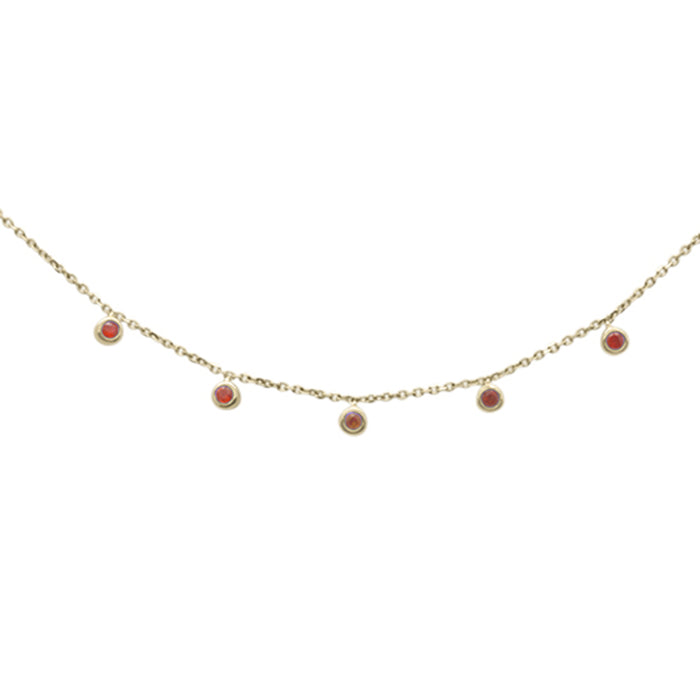 DIAMOND CLOSEOUT! .15ct 14K Yellow Gold Natural Ruby Gemstone by the Yard Pendant Necklace 18"