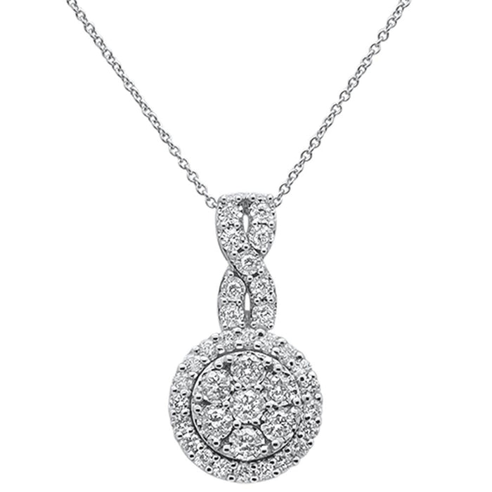 DIAMOND CLOSEOUT! 1.05ct 14k White Gold Diamond Infinity Round Halo Pendant Necklace 18"
