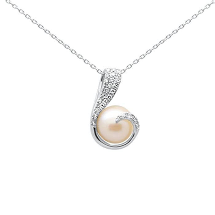 DIAMOND CLOSEOUT! .13ct G SI 14K White Gold Diamond Pearl Pendant Necklace