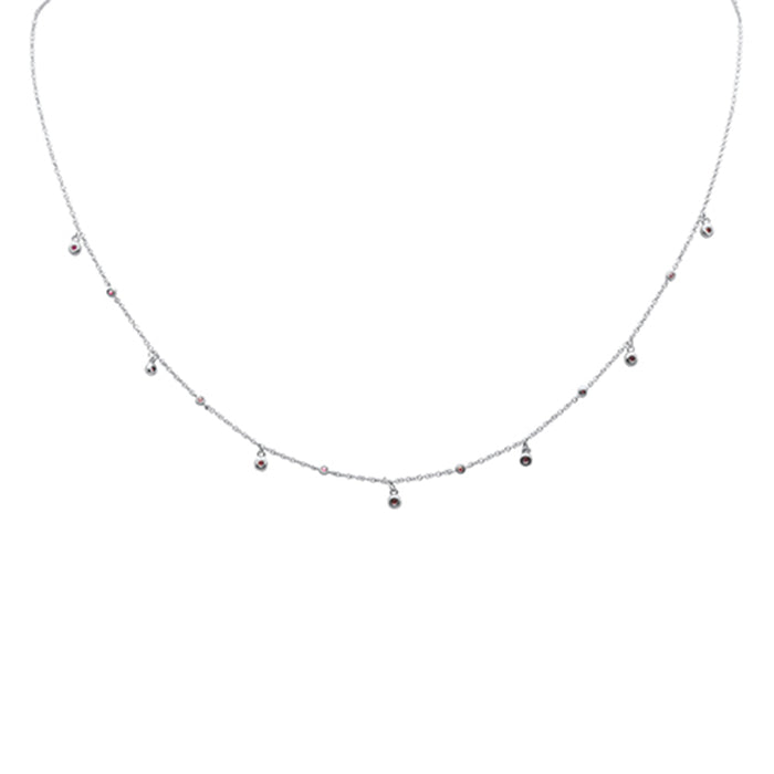 DIAMOND CLOSEOUT! .16ct G SI 14K White Gold Ruby Gemstone Pendant Necklace 18" Long