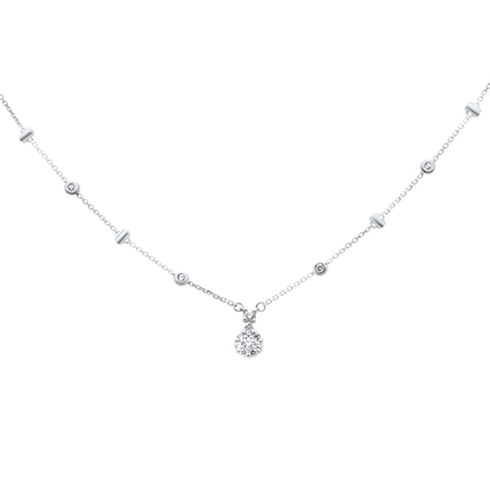 DIAMOND CLOSEOUT! .32ct G SI 14K White Gold Diamond Round Shaped Dia by the Yard Pendant Necklace