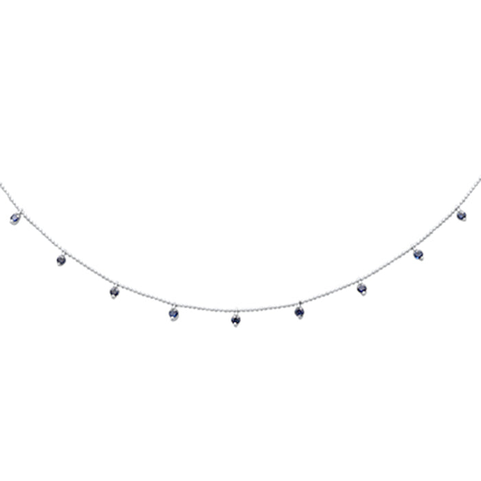 GEMSTONE CLOSEOUT! 1.08ct G SI 14K White Gold Blue Sapphire Bead Style Chain Pendant Necklace