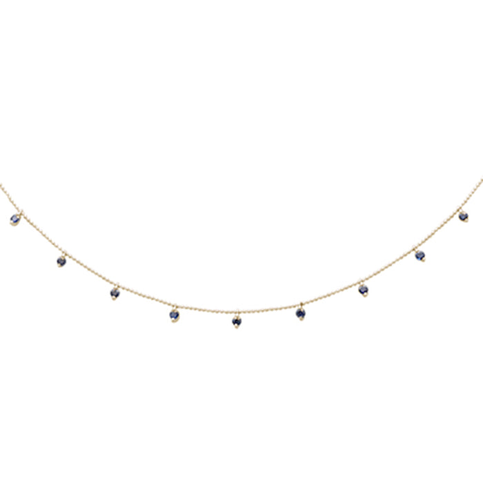GEMSTONE CLOSEOUT! 1.08ct G SI 14K Yellow Gold Blue Sapphire Bead Style Chain Pendant Necklace