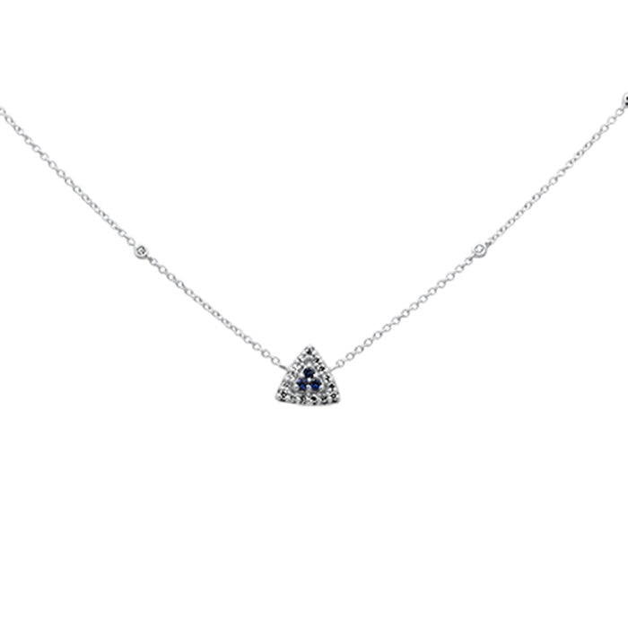 GEMSTONE CLOSEOUT! .15ct G SI 14K White Gold Diamond & Blue Sapphire Pendant Necklace