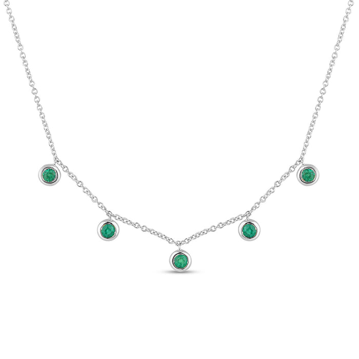DIAMOND CLOSEOUT! .24ct G SI 14K White Gold Emerald Gemstone Pendant Necklace 18" Long