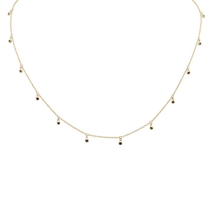 DIAMOND CLOSEOUT! .33ct G SI 14K Yellow Gold Blue Sapphire Gemstone Dangling Pendant Necklace 18" Long