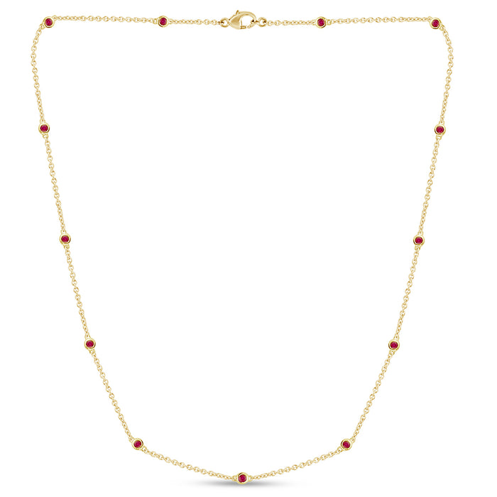 DIAMOND CLOSEOUT! .66ct G SI 14K Yellow Gold Ruby Gemstone Necklace 16" + 2" Ext