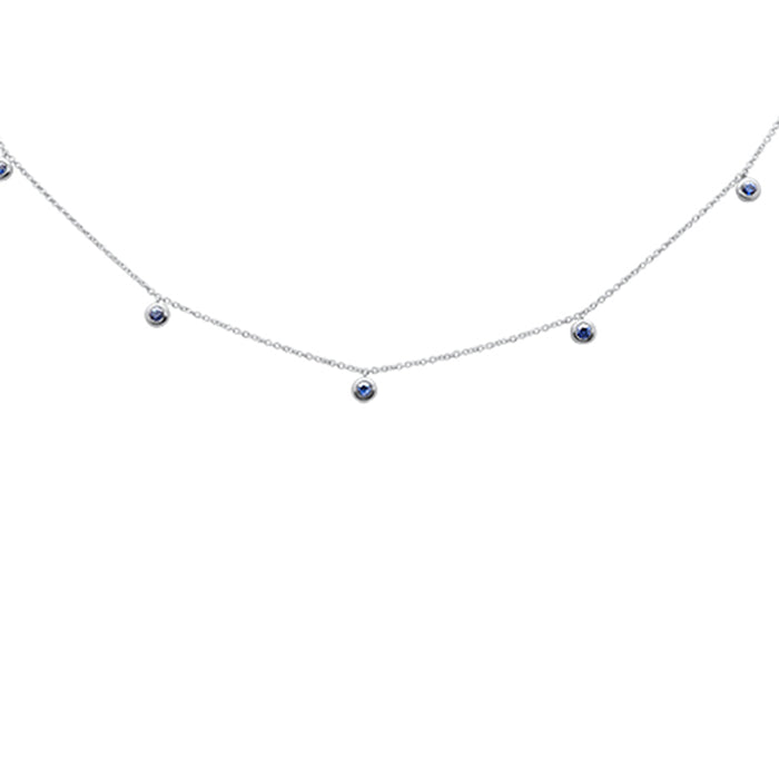GEMSTONE CLOSEOUT! .36ct G SI 14K White Gold Blue Sapphire Pendant Necklace