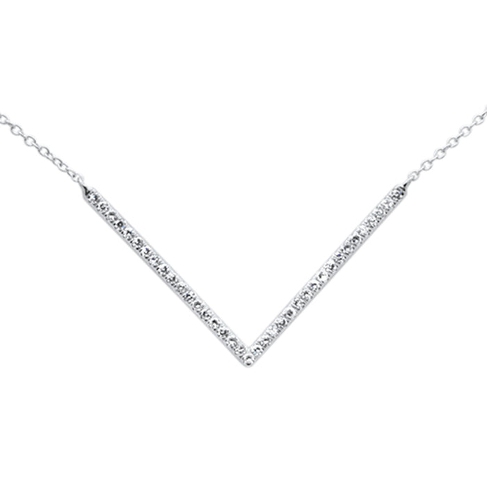 DIAMOND CLOSEOUT! .23ct G SI 14K White Gold Diamond WIDE V shaped Style Pendant Necklace 18"