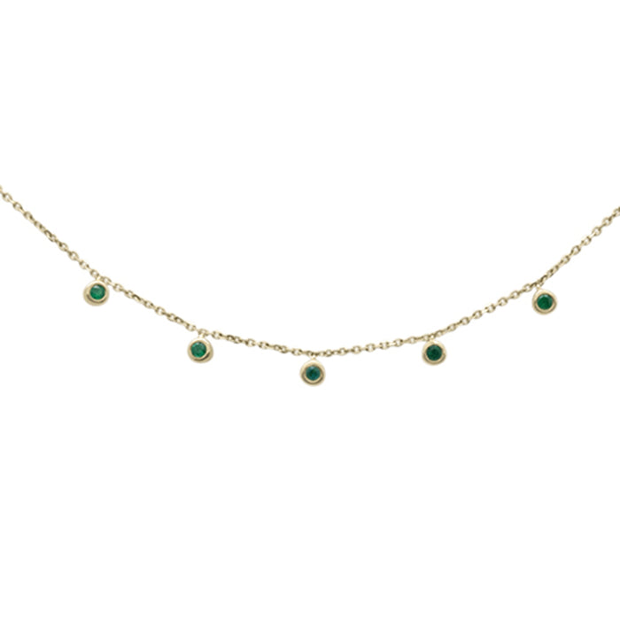 DIAMOND CLOSEOUT! .14cts G SI 14K Yellow Gold Emerald Gemstone By the Yard Pendant Necklace 18" Chain