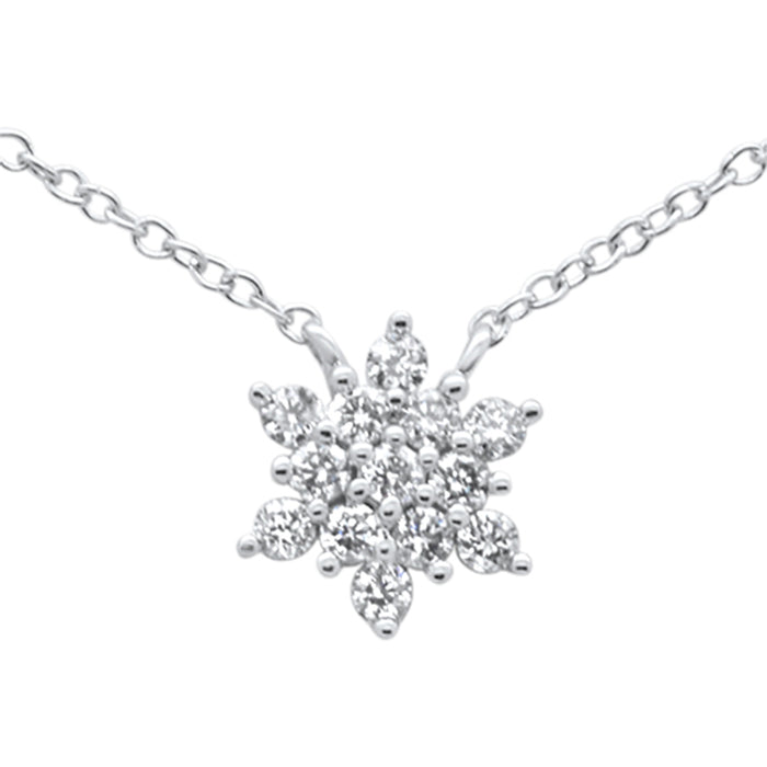 .21ct G SI 14K White Gold Diamond Starburst Pendant Necklace 16-18"