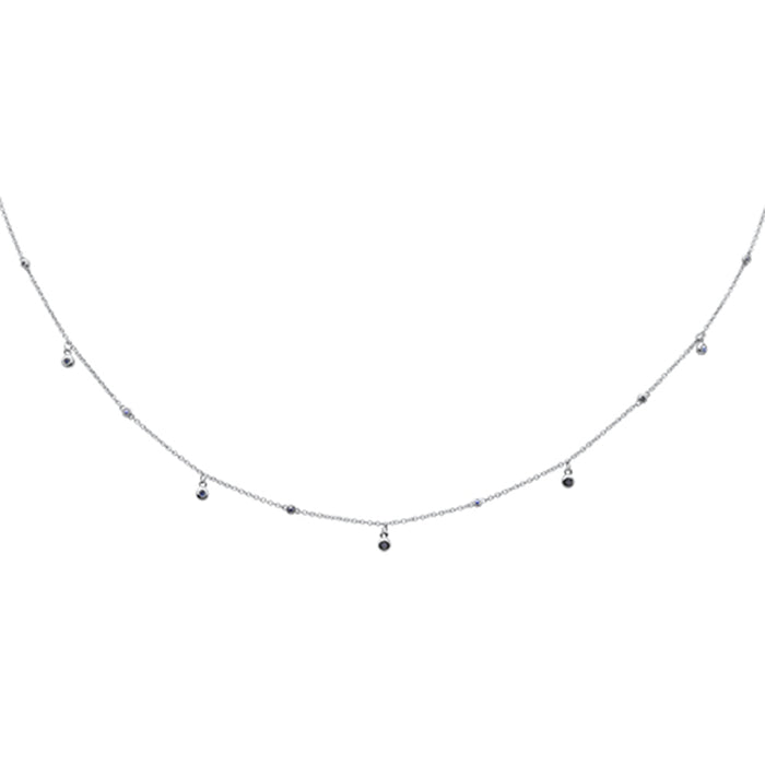DIAMOND CLOSEOUT! .17cts G SI 14K White Gold Blue Sapphire Gemstone Pendant Necklace