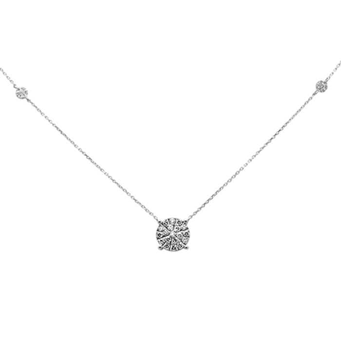 DIAMOND CLOSEOUT! .46ct G SI 14K White Gold Diamond Filligree Style Solitaire Pendant Necklace 20"