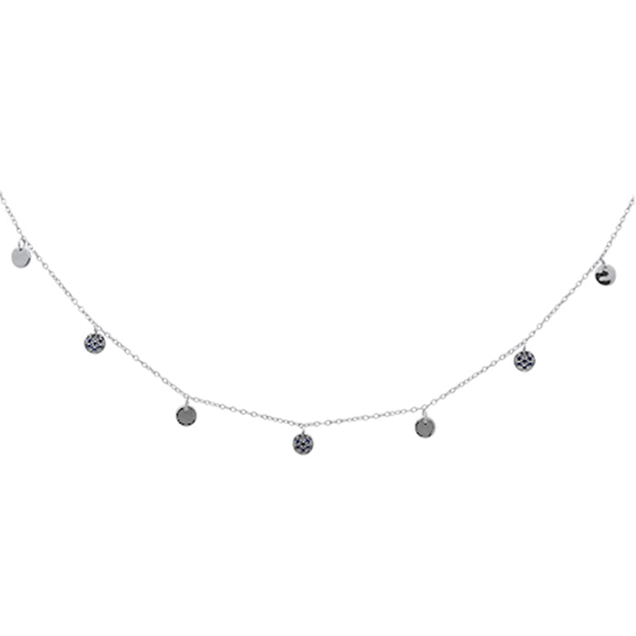 DIAMOND CLOSEOUT! .28ct G SI 14K White Gold Blue Sapphire Gemstone Dangling Pendant Necklace 18"