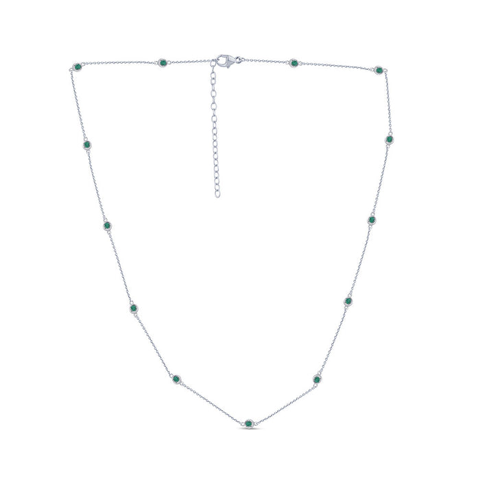 DIAMOND CLOSEOUT! .43cts G SI 14K White Gold Emerald Gemstone By the Yard Chain Pendant Necklace 18"