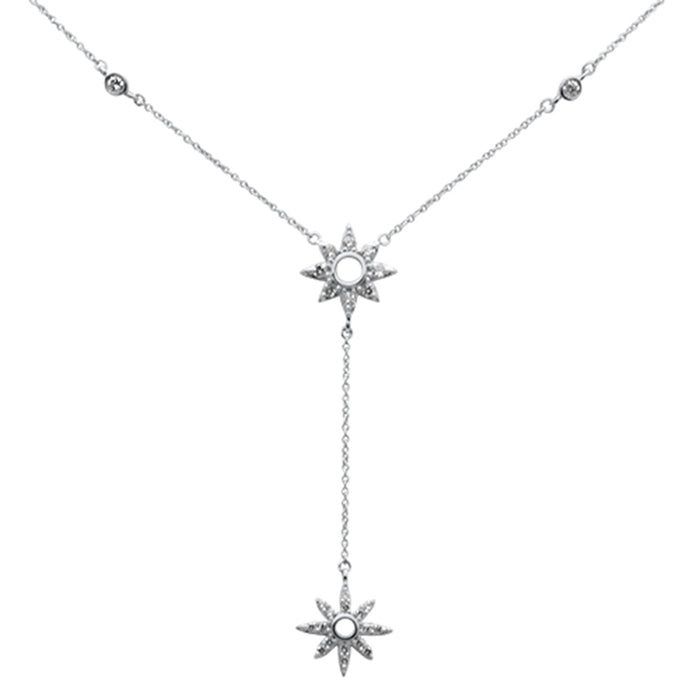 SPECIAL!.41ct G SI 14K White Gold Diamond Starburst Lariat Pendant Necklace 16+2" Ext