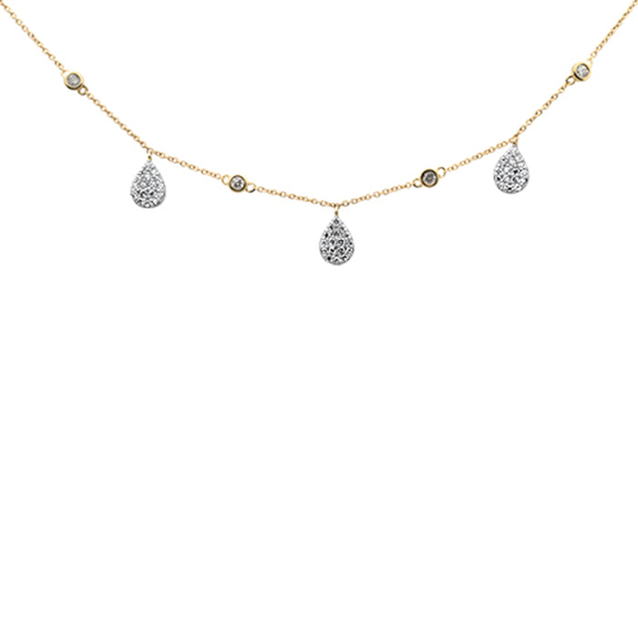 SPECIAL!.52ct G SI 14K Yellow Gold Round & Pear Shaped Diamond Pendant Necklace 16+2" Ext