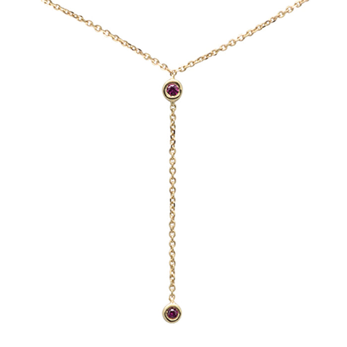 DIAMOND CLOSEOUT! .08cts G SI 14K Yellow Gold Ruby Gemstone Drop Necklace Pendant 16+2" Ext.