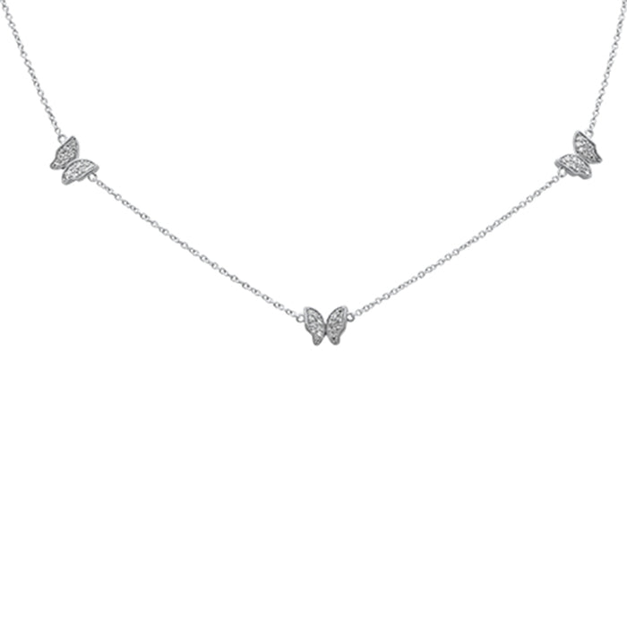 DIAMOND CLOSEOUT! .15ct G SI 14K White Gold Diamond Butterfly Pendant Necklace 14+2"