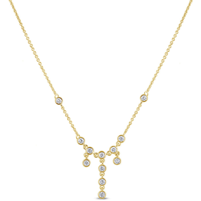 SPECIAL! .52ct G SI 14K Yellow Gold Round Diamond Drop Dangle Pendant Necklace 16+2"