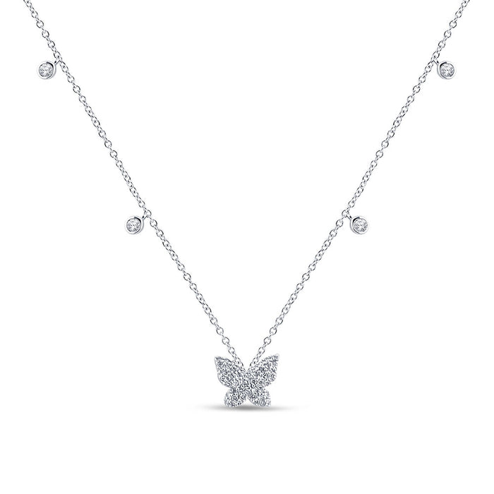 SPECIAL! .21ct G SI 14K White Gold Diamond Butterfly Pendant Necklace 16+2" Ext