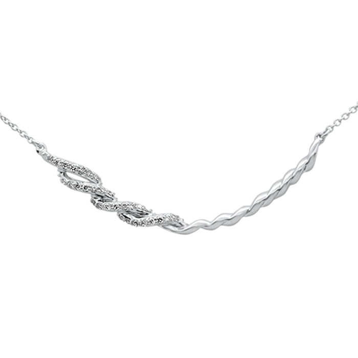 DIAMOND CLOSEOUT! .15ct G SI 14K White Gold Diamond Curve Bar Pendant Necklace 18" Long