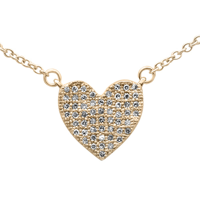 DIAMOND CLOSEOUT! .12ct G SI 14K Yellow Gold Diamond Heart Pendant Necklace 18" Long