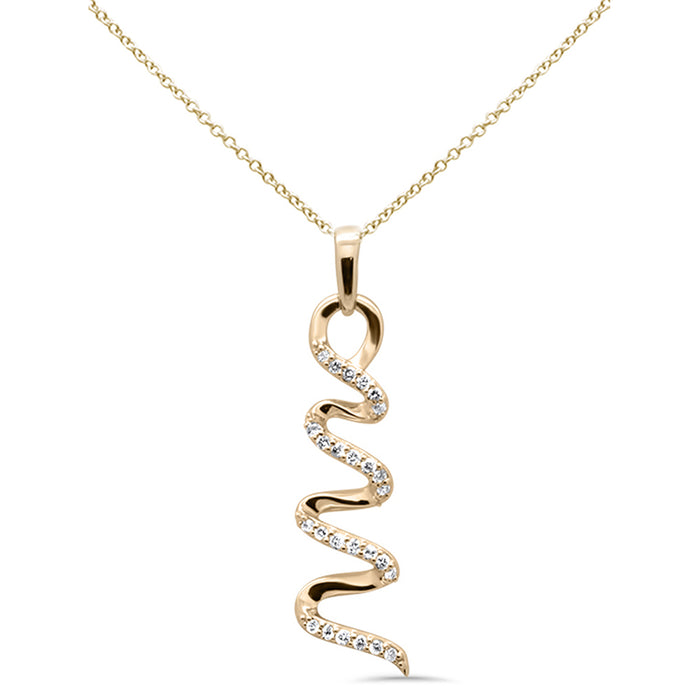 DIAMOND CLOSEOUT! .13ct G SI 14K Yellow Gold Diamond Swirl Pendant Necklace 18" Long