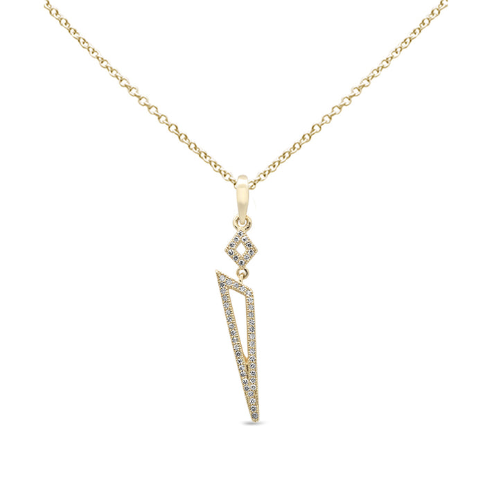 DIAMOND CLOSEOUT! .14ct G SI 14K Yellow Gold Diamond Triangle Pendant Necklace 18" Long