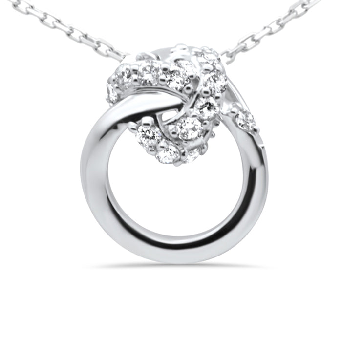 DIAMOND CLOSEOUT! .22ct G SI 14K White Gold Diamond Knot Style Necklace Pendant 18" Long Chain