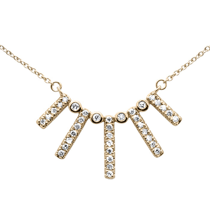 DIAMOND CLOSEOUT! .24ct G SI 14K Yellow Gold Diamond Crown Bar Pendant Necklace 18" Long