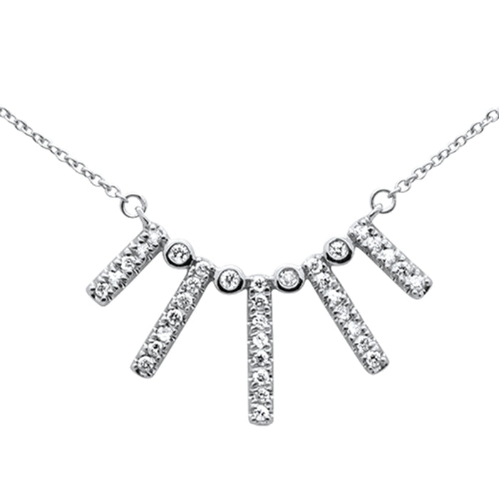 DIAMOND CLOSEOUT! .24ct G SI 14K White Gold Diamond Crown Bar Pendant Necklace 18" Long