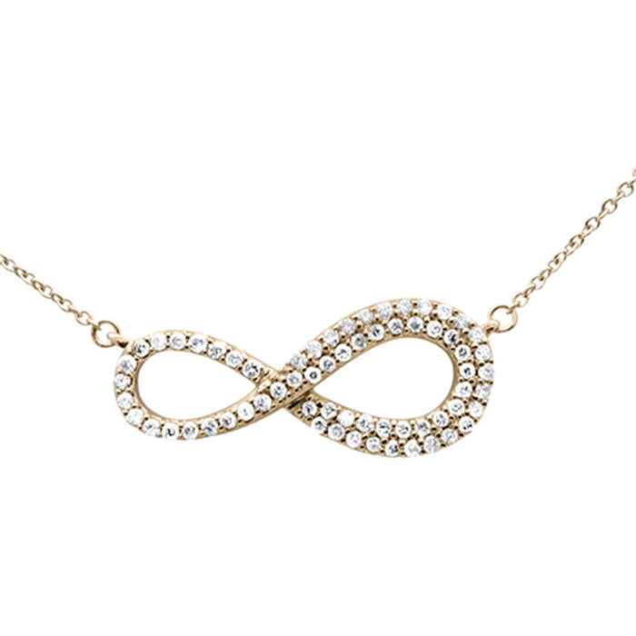 DIAMOND CLOSEOUT! .34ct G SI 14K Yellow Gold Diamond Infinity Style Pendant Necklace 18" Long