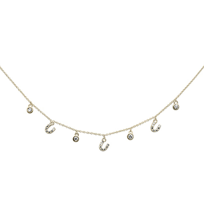 DIAMOND CLOSEOUT! .32ct G SI 14K Yellow Gold Diamond Horsehoe Pendant Necklace 16" + 2" Long